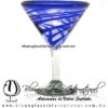 Copa Martini Borde e Hilo Jalado de Color Azul Cobalto, Cobalt Blue, Artesanías de Vidrio Soplado - Blown Glass