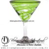 Copa Martini Borde e Hilo Jalado de Color Verde Lima, Light Green, Artesanías de Vidrio Soplado - Blown Glass