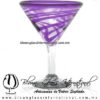 Copa Martini Borde e Hilo Jalado de Color Morado, Purple, Artesanías de Vidrio Soplado - Blown Glass