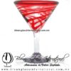 Copa Martini Borde e Hilo Jalado de Color Rojo, Red, Artesanías de Vidrio Soplado - Blown Glass