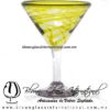 Copa Martini Borde e Hilo Jalado de Color Amarillo, Yellow, Artesanías de Vidrio Soplado - Blown Glass