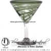 Copa Martini Borde e Hilo Jalado de Color Verde Olivo, Olive Green, Artesanías de Vidrio Soplado - Blown Glass