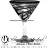 Copa Martini Borde e Hilo Jalado de Color Negro, Black, Artesanías de Vidrio Soplado - Blown Glass