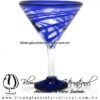 Copa Martini Borde Hilo Jalado y Pie de Color Azul Cobalto, Cobalt Blue, Artesanías de Vidrio Soplado - Blown Glass