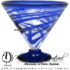 Copa Martini Postre Borde Hilo Jalado y Pie de Color Azul Cobalto, Cobalt Blue, Artesanías de Vidrio Soplado - Blown Glass