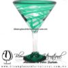 Copa Martini Borde Hilo Jalado y Pie de Color Azul Turquesa, Teal Blue, Artesanías de Vidrio Soplado - Blown Glass