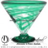 Copa Martini Postre Borde Hilo Jalado y Pie de Color Azul Turquesa, Teal Blue, Artesanías de Vidrio Soplado - Blown Glass