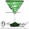 Copa Martini Borde Hilo Jalado y Pie de Color Verde Jade, Dark Green, Artesanías de Vidrio Soplado - Blown Glass