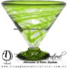 Copa Martini Postre Borde Hilo Jalado y Pie de Color Verde Lima, Light Green, Artesanías de Vidrio Soplado - Blown Glass