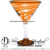 Copa Martini Borde Hilo Jalado y Pie de Color Naranja, Orange, Artesanías de Vidrio Soplado - Blown Glass