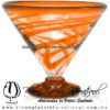Copa Martini Postre Borde Hilo Jalado y Pie de Color Naranja, Orange, Artesanías de Vidrio Soplado - Blown Glass
