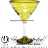 Copa Martini Borde Hilo Jalado y Pie de Color Amarillo, Yellow, Artesanías de Vidrio Soplado - Blown Glass