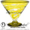 Copa Martini Postre Borde Hilo Jalado y Pie de Color Amarillo, Yellow, Artesanías de Vidrio Soplado - Blown Glass