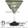 Copa Martini Borde Hilo Jalado y Pie de Color Verde Olivo, Olive Green, Artesanías de Vidrio Soplado - Blown Glass