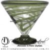 Copa Martini Postre Borde Hilo Jalado y Pie de Color Verde Olivo, Olive Green, Artesanías de Vidrio Soplado - Blown Glass
