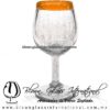 Copa Vino Craquelada y Borde de Color Naranja, Fábrica de Vidrio Soplado Artesanal, made in México - Blown Glass Factory Store Tonala, Handcraft, Handmade.