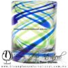 Tequilero Tradicional Hilo Jalado Bicolor. Fábrica de Vidrio Soplado Artesanal, made in México - Blown Glass Factory Store Tonala, Handcraft, Handmade.