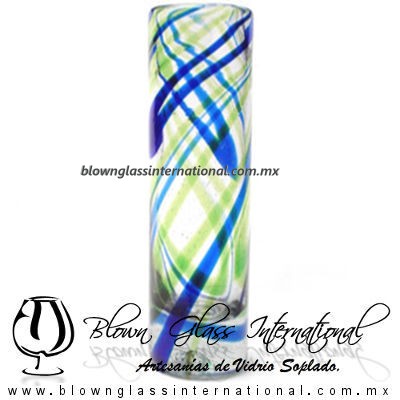 Tequilero Tradicional Hilo Jalado Bicolor. Fábrica de Vidrio Soplado Artesanal, made in México - Blown Glass Factory Store Tonala, Handcraft, Handmade.