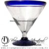 Copa Martini Postre Borde y Pie de Color. Fábrica de Vidrio Soplado Artesanal, made in México - Blown Glass Factory Store Tonala, Handcraft, Handmade.