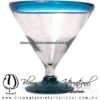 Copa Martini Postre Borde y Pie de Color. Fábrica de Vidrio Soplado Artesanal, made in México - Blown Glass Factory Store Tonala, Handcraft, Handmade.