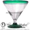 Copa Martini Postre Borde y Pie de Color. Fábrica de Vidrio Soplado Artesanal, made in México - Blown Glass Factory Store Tonala, Handcraft, Handmade.