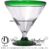 Copa Martini Postre Borde y Pie de Color. Fábrica de Vidrio Soplado Artesanal, made in México - Blown Glass Factory Store Tonala, Handcraft, Handmade.