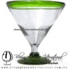 Copa Martini Postre Borde y Pie de Color. Fábrica de Vidrio Soplado Artesanal, made in México - Blown Glass Factory Store Tonala, Handcraft, Handmade.
