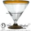 Copa Martini Postre Borde y Pie de Color. Fábrica de Vidrio Soplado Artesanal, made in México - Blown Glass Factory Store Tonala, Handcraft, Handmade.
