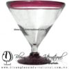 Copa Martini Postre Borde y Pie de Color. Fábrica de Vidrio Soplado Artesanal, made in México - Blown Glass Factory Store Tonala, Handcraft, Handmade.