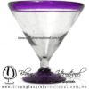 Copa Martini Postre Borde y Pie de Color. Fábrica de Vidrio Soplado Artesanal, made in México - Blown Glass Factory Store Tonala, Handcraft, Handmade.