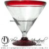 Copa Martini Postre Borde y Pie de Color. Fábrica de Vidrio Soplado Artesanal, made in México - Blown Glass Factory Store Tonala, Handcraft, Handmade.