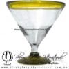 Copa Martini Postre Borde y Pie de Color. Fábrica de Vidrio Soplado Artesanal, made in México - Blown Glass Factory Store Tonala, Handcraft, Handmade.