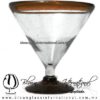Copa Martini Postre Borde y Pie de Color. Fábrica de Vidrio Soplado Artesanal, made in México - Blown Glass Factory Store Tonala, Handcraft, Handmade.