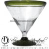Copa Martini Postre Borde y Pie de Color. Fábrica de Vidrio Soplado Artesanal, made in México - Blown Glass Factory Store Tonala, Handcraft, Handmade.