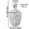Licorera Industrializada tipo diamantes con tapón de vidrio hermético. Fábrica de Vidrio Soplado Artesanal, made in México - Blown Glass Factory Store Tonala, Handcraft, Handmade.