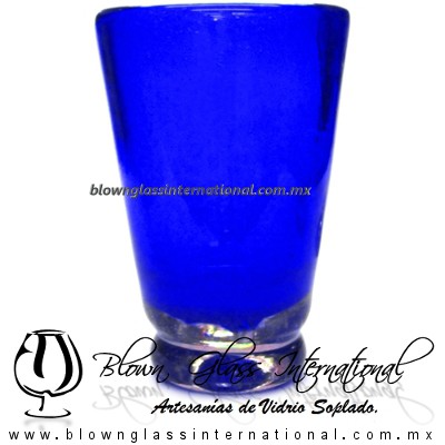 Tequilero Cónico azul sólido, doble fondo - Imagen 1