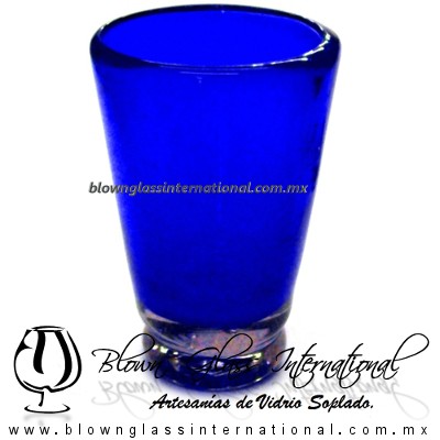Tequilero Cónico azul sólido, doble fondo - Imagen 2