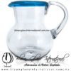 Jarra Bola borde de color Azul Aguamarina, Artesanías de Vidrio Soplado - Blown Glass Pitchar Jar Handmade