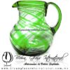 Jarra Bola Hilo Jalado Borde y Asa Color Verde Jade, Artesanías de Vidrio Soplado - Blown Glass Pitchar Jar Handmade