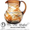 Jarra Bola Hilo Jalado Borde y Asa Color Ámbar, Artesanías de Vidrio Soplado - Blown Glass Pitchar Jar Handmade
