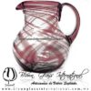 Jarra Bola Hilo Jalado Borde y Asa Color Amatista, Artesanías de Vidrio Soplado - Blown Glass Pitchar Jar Handmade