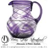 Jarra Bola Hilo Jalado Borde y Asa Color Morado, Artesanías de Vidrio Soplado - Blown Glass Pitchar Jar Handmade