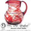 Jarra Bola Hilo Jalado Borde y Asa Color Rojo, Artesanías de Vidrio Soplado - Blown Glass Pitchar Jar Handmade