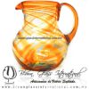 Jarra Bola Hilo Jalado Borde y Asa Color Naranja, Artesanías de Vidrio Soplado - Blown Glass Pitchar Jar Handmade