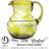 Jarra Bola Hilo Jalado Borde y Asa Color Amarillo, Artesanías de Vidrio Soplado - Blown Glass Pitchar Jar Handmade