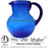 Jarra Bola Sólido y Asa Frosted de Color Azul Cobalto, Artesanías de Vidrio - Blown Glass Pitchar Jar Handmade