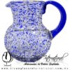 Jarra Bola Granizada Asa de Color Azul Cobalto, Artesanías de Vidrio Soplado - Blown Glass Pitchar Jar Handmade
