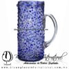 Jarra Cilíndrica Granizado de Color Azul Cobalto, Asa Cristal, Artesanías de Vidrio Soplado - Blown Glass Pitchar Jar Handmade