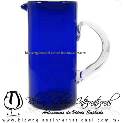 Jarra Cilíndrica Sólido de color azul Cobalto, Asa Cristal, Artesanías de Vidrio Soplado - Blown Glass Pitchar Jar Handmade Jarra Cilíndrica Sólido de color azul Cobalto, Asa Cristal, Artesanías de Vidrio Soplado - Blown Glass Pitchar Jar Handmade