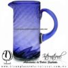 Jarra Cilíndrica Torneado Sólido y Asa de Color Azul Cobalto, Artesanías de Vidrio Soplado - Blown Glass Pitcher for Water Jar, Handmade